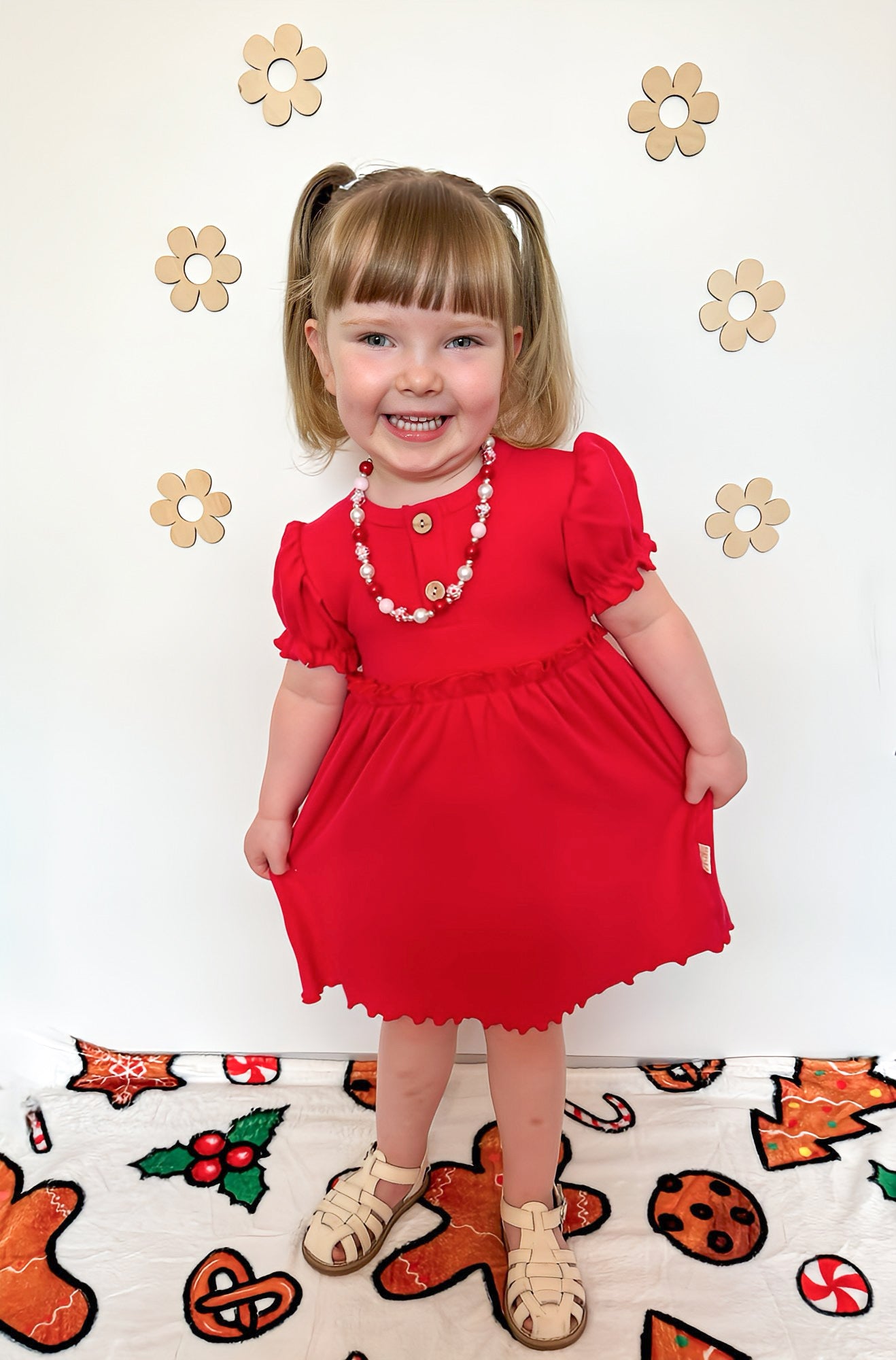 Dolly Ruffle Dress Romper in Red